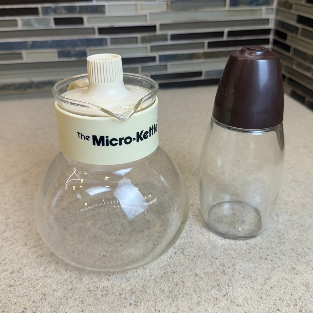 Vintage Gemco Micro-Kettle Heat‎ Resistant Glass Tea Pot & Sugar Pourer Set 6.5" - Picture 3 of 16